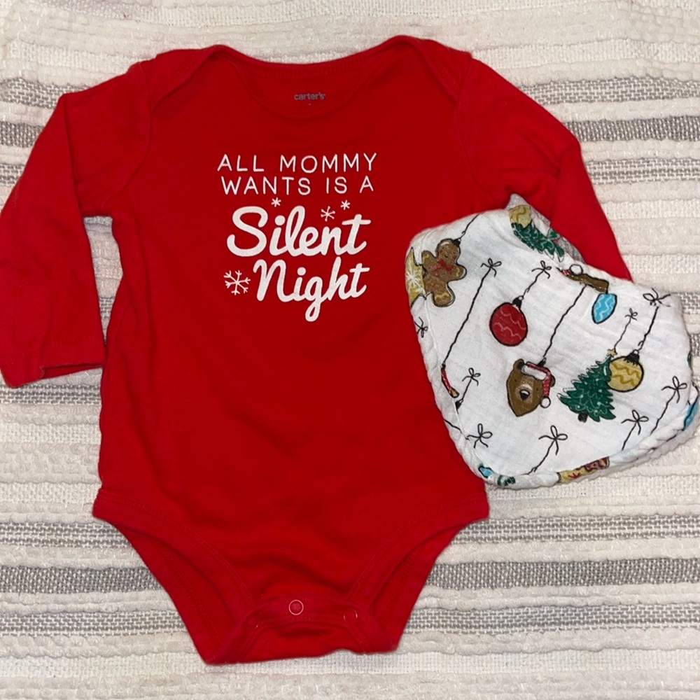 Carters long sleeve body suit plus bib